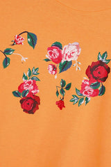 Women Soft Cotton Graphic Orange T-Shirt
