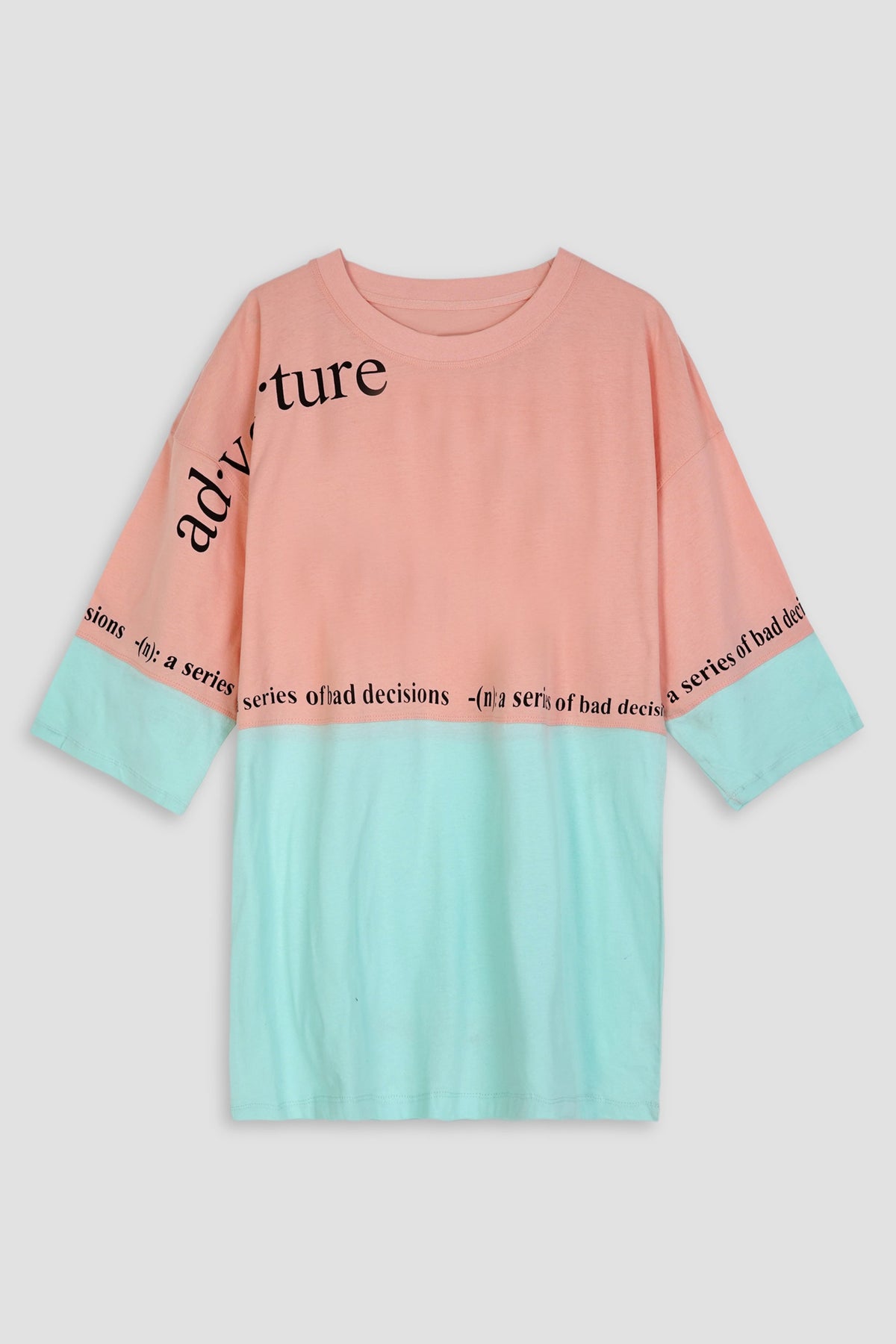 Cut & Sew Soft Cotton Graphic Broken Green T-Shirt For Girls