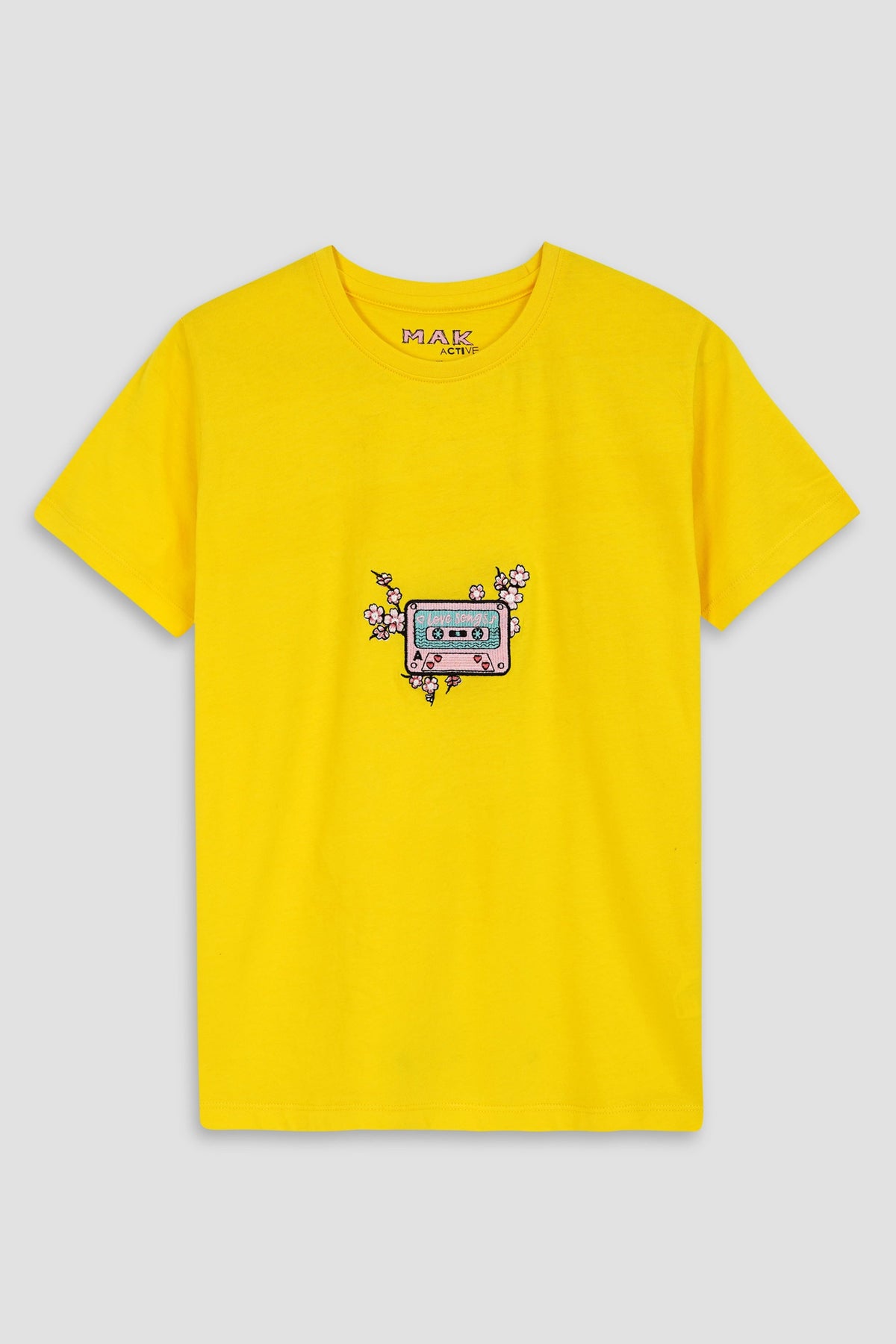 Embroidered Soft Cotton Yellow Women's T-Shirt