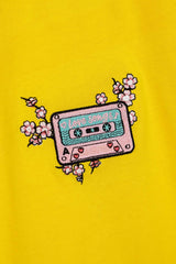 Embroidered Soft Cotton Yellow Women's T-Shirt