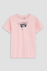 Women Soft Cotton Graphic T-Shirt pink
