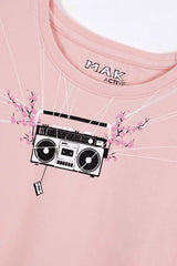 Women Soft Cotton Graphic T-Shirt pink