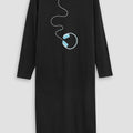 Women Soft Cotton  Printed Black Top long