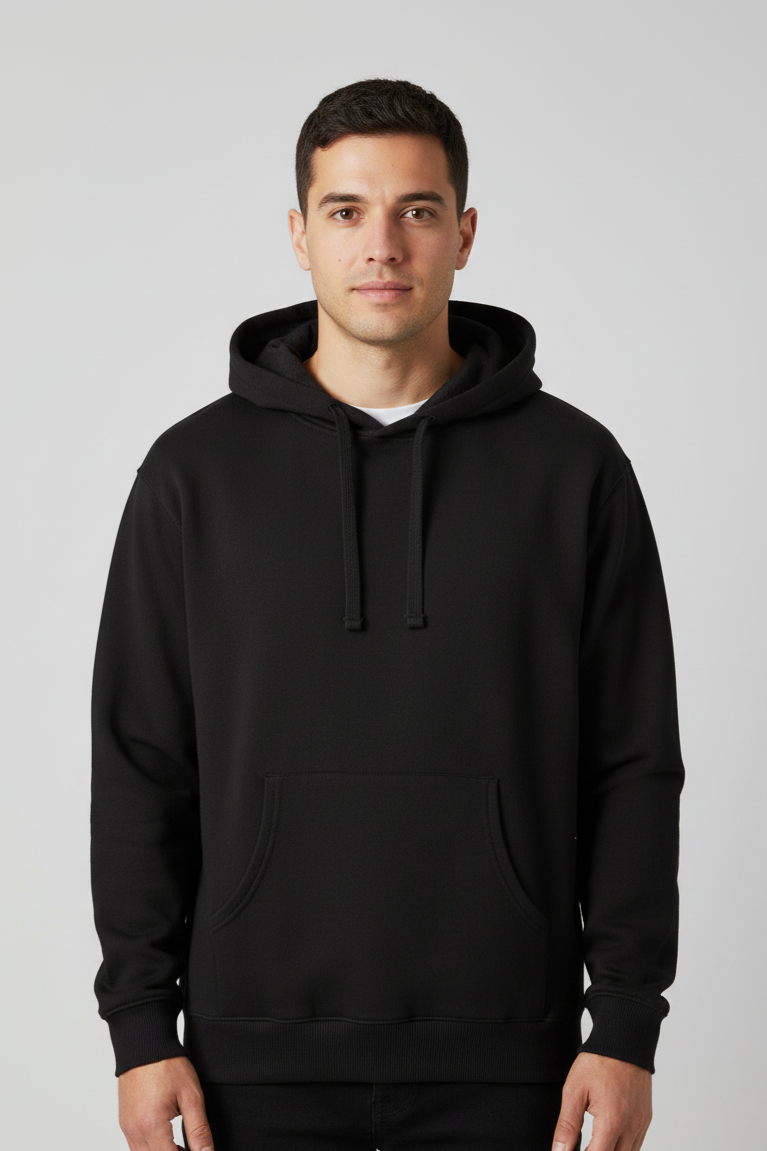 Men Pull-Over Black Fleece Hoodie 5500