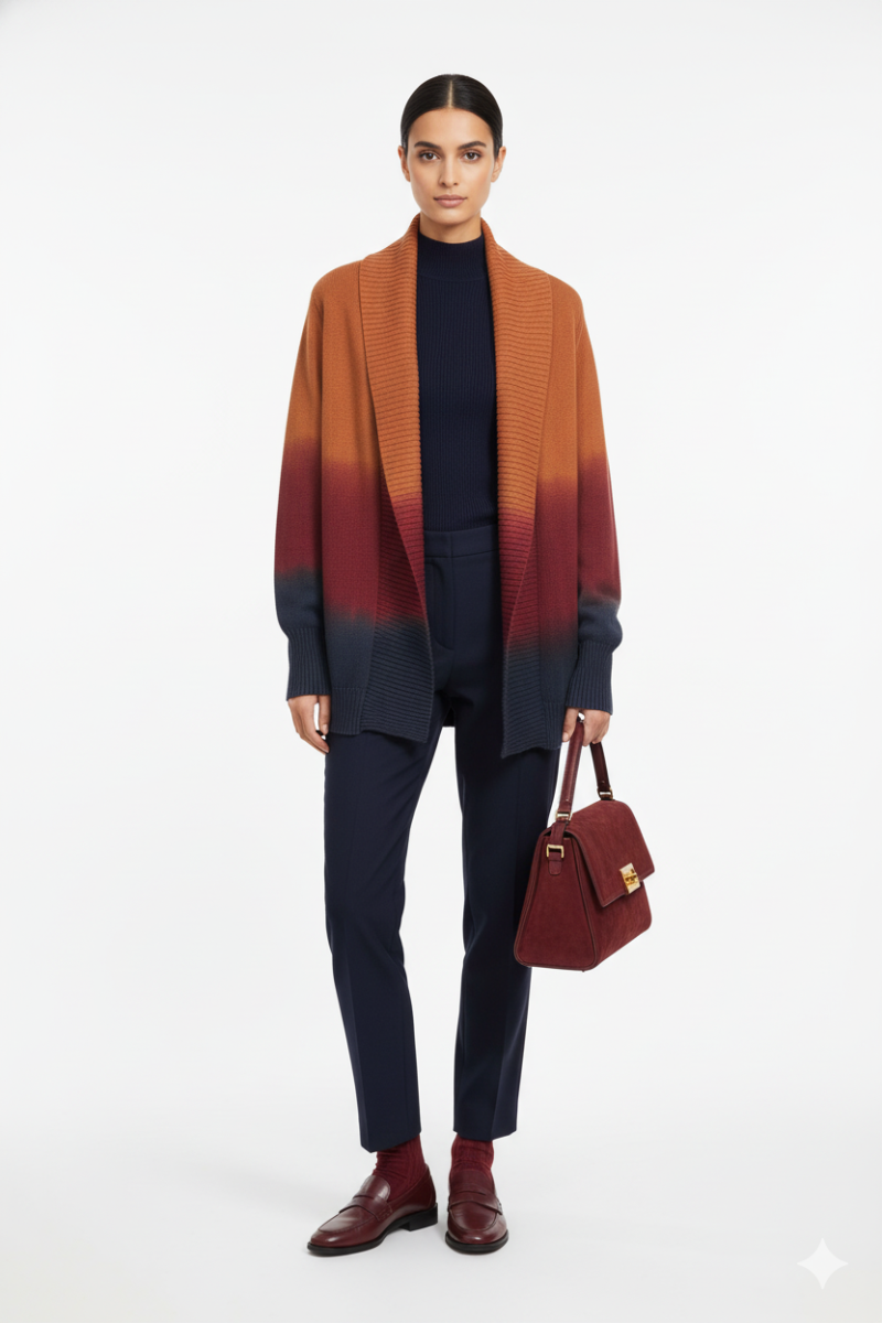 Women's Sweater Shawl Collar Dip Dye