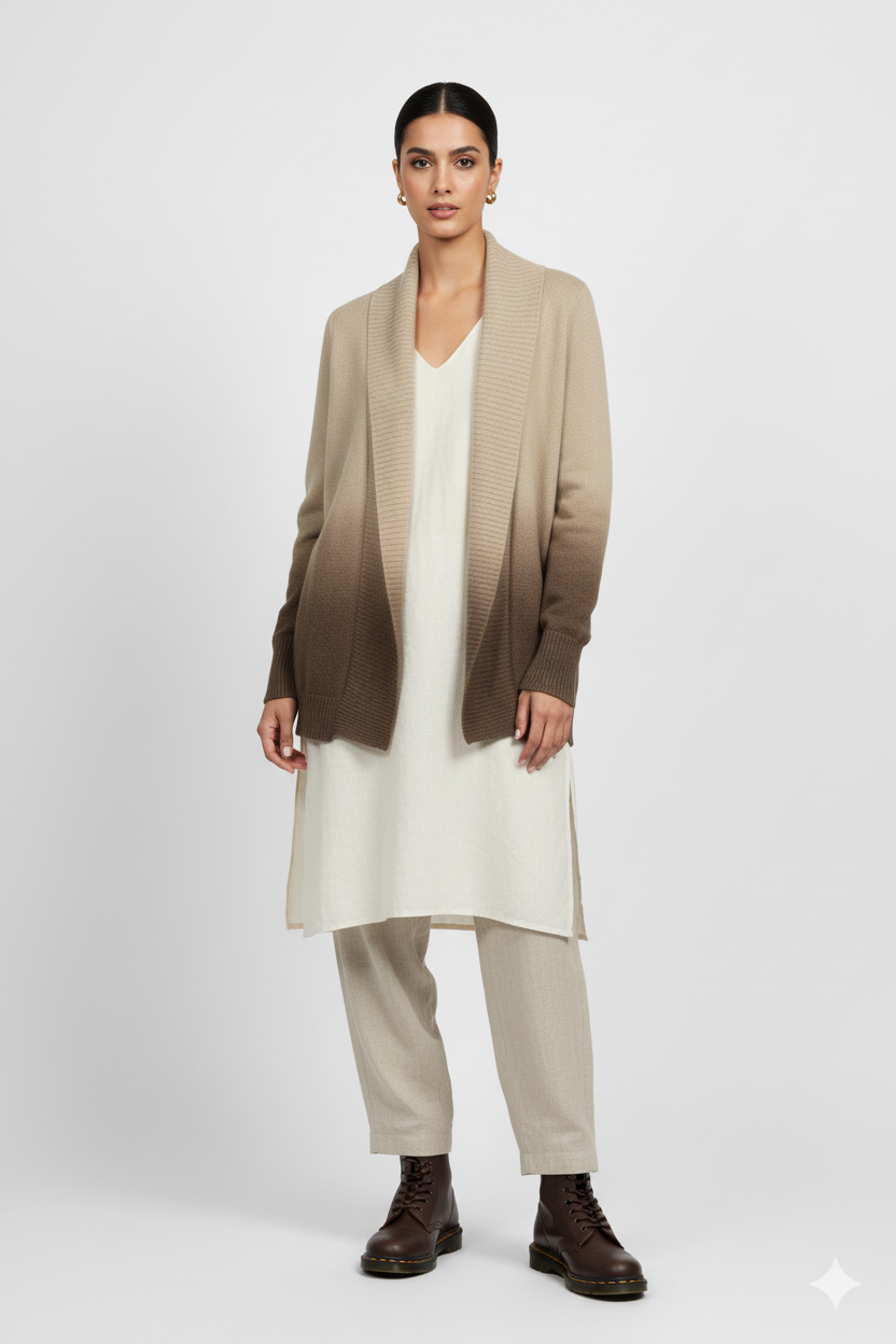 SWEATER Shawl Collar Cardigan Coffee Hues