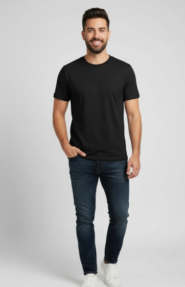 Men Black Organic Cotton T-Shirts
