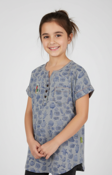 Tipsy Topsy Turvy, Girl's Top (Heather Grey)